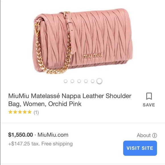 MIU MIU Matelasse Nappa Chain Crossbody Bag - Pink - Picture 7 of 7